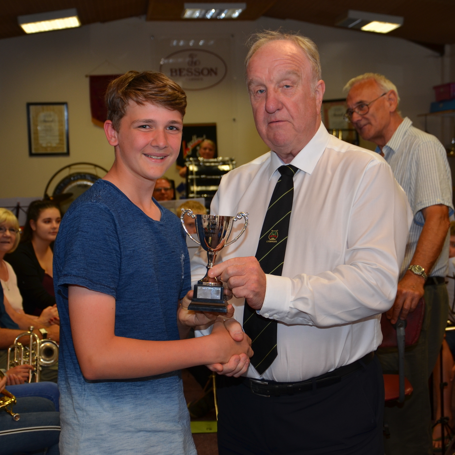 Peter presented the Presidents cup for the most improved musician to 14 year old percussion player Will Hamilton.