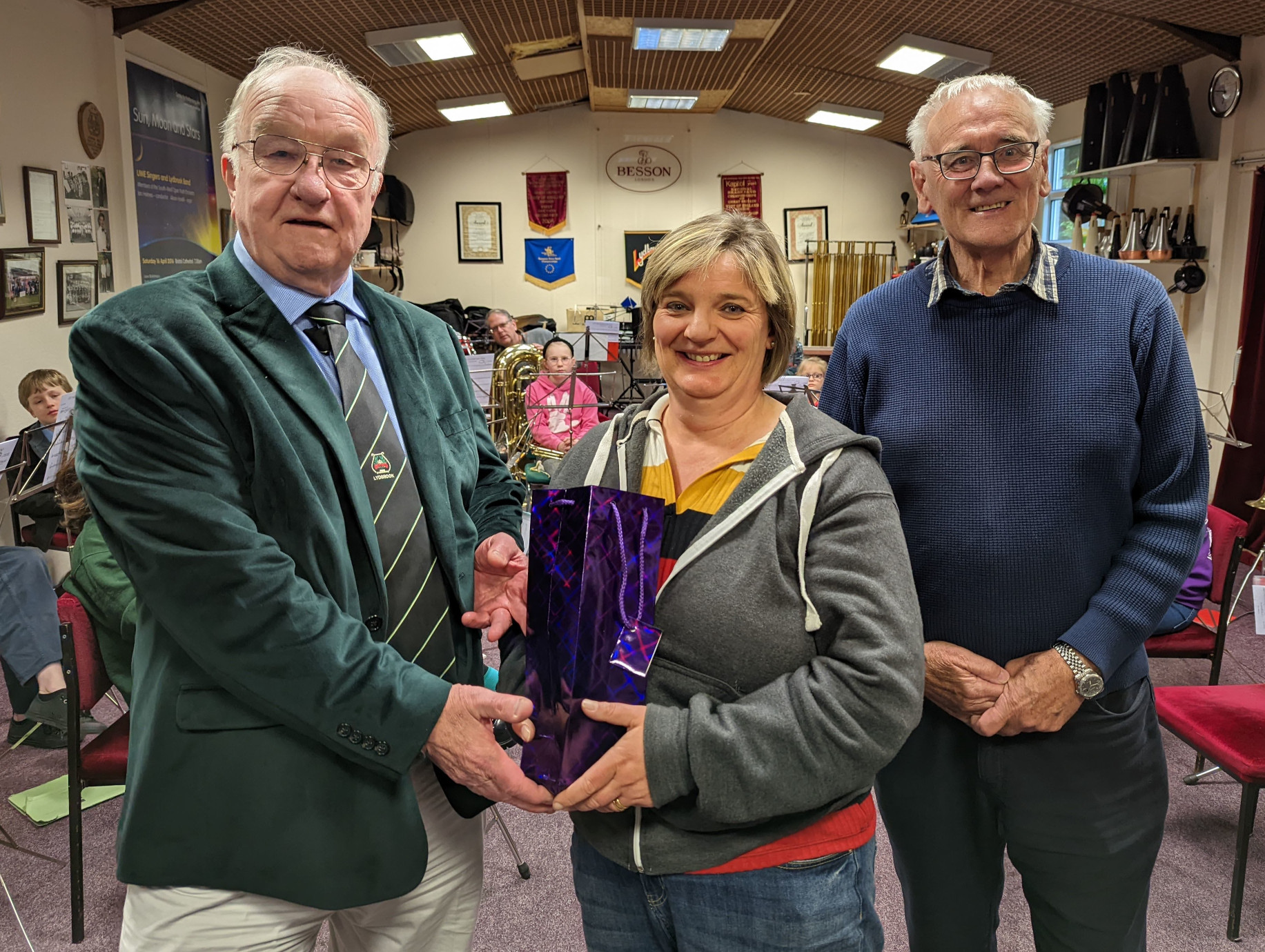 Rachel Danks receiving her award from Peter Hands.